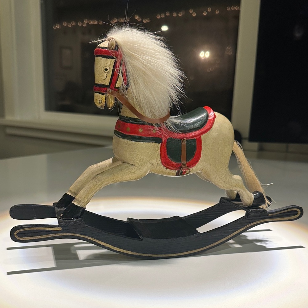 Vintage Rocking Horse - Cream and Red